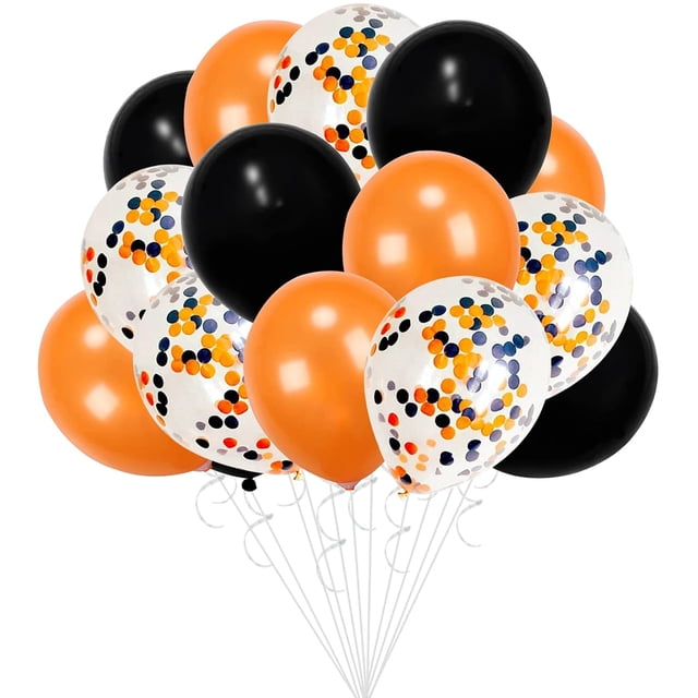 Paquete de globos de confeti naranja y negro para decoración de Halloween (paquete de 15) 12" Namotu HMYH623