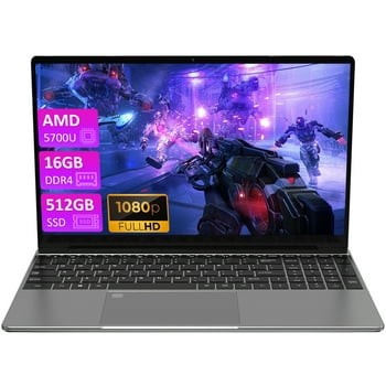 Auusda 15.6" Laptop Computer w/AMD Ryzen 7 5700U up to 4.3 GHz, 16GB RAM 512GB NVMe SSD, Windows 11 Pro Gaming Laptop, Backlit Keyboard, Fingerprint Unlock, Gray