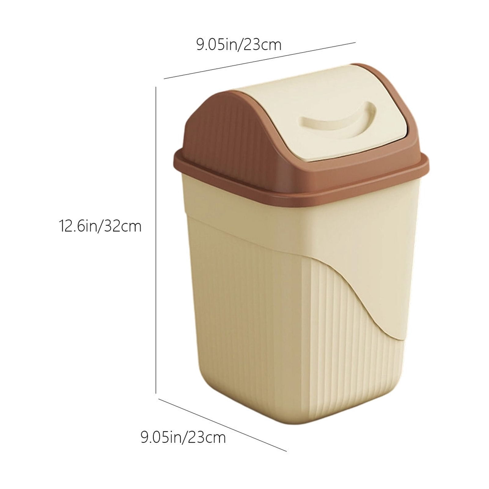 COM1950s Trash Can with Swing Lid,Odor Control Waste Bin for Bathroom and Office,Compact Size Plastic Garbage Bin for Small Spaces