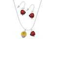 thumbnail image 2 of Delight Jewelry 12mm Yellow Roller Spinner with Silvertone Lining Glass Spinner Red Lucky Ladybug Necklace and Dangle Earrings Set, 2 of 6