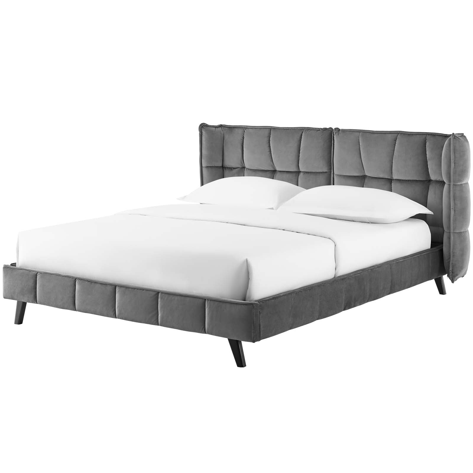 Modern Contemporary Urban Design Bedroom Queen Size Platform Bed Frame