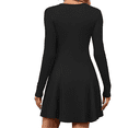 thumbnail image 3 of Sweater Dress for Women Fall Long Sleeve Crew Neck Ribbed Knit Fit and Flare A-Line Dresses, 3 of 5