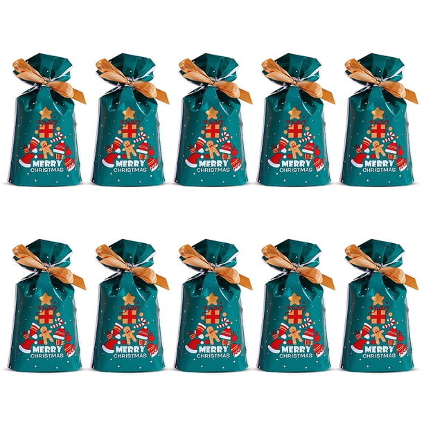 Bolsas de lazo impresas navideñas Empaquetado de regalo de fiesta Presenta Paquetes de juguete de envoltura Bolsas vacías Accesorios de decoración Tipo 4 10 piezas seitruly HA009363-07