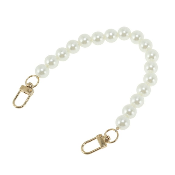 Unique Bargains 1 Pc Portable Keychain Pearl Handbag Strap for Dating Gold Tone Metal Plastic