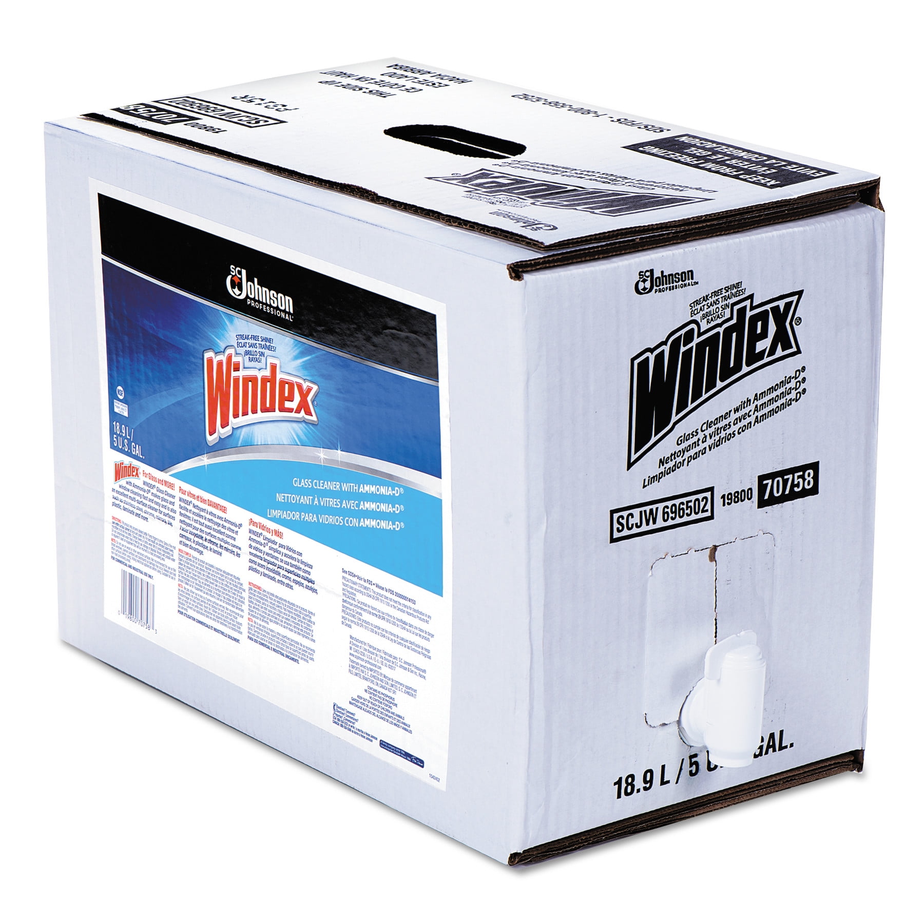 Windex Glass Cleaner with AmmoniaD, 5gal BaginBox Dispenser