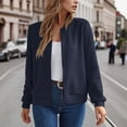 thumbnail image 3 of Lightweight Zip Up Jackets for Women Long Sleeve Casual Plain Waffle Jacket Fall Coat Outerwear, 3 of 6