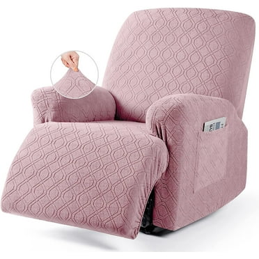 ERDOUY Couch Cover Stretch Sofa Covers Jacquard Geometry Reclining Chair Cover for Living Room Sofa Easy Fit Washable Furniture Sofa Protector 1 seat (Pink)
