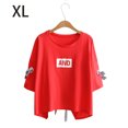 thumbnail image 1 of Camiseta casual de mujer con cuello redondo, media manga, blusa de algodón suelta para chica Jumpingount AP001743-20, 1 of 7