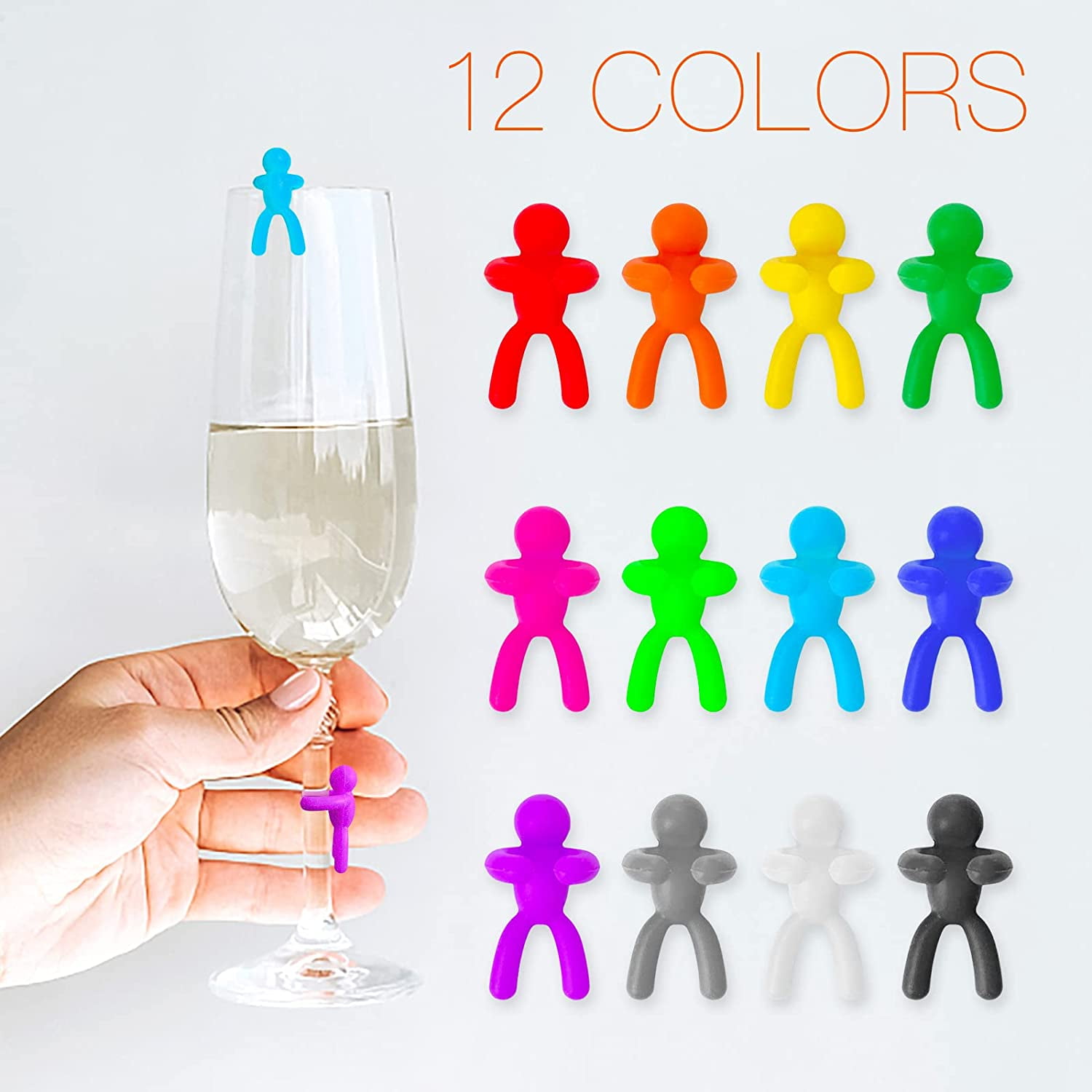 12Pcs Silicone Drink Markers, Reusable Wine Glass Markers Charms Tags Wine  Glass Identifier for Drink Bar Party Family Multi Dinner Partie Novelty  Gifts (Climbing Man Style) 
