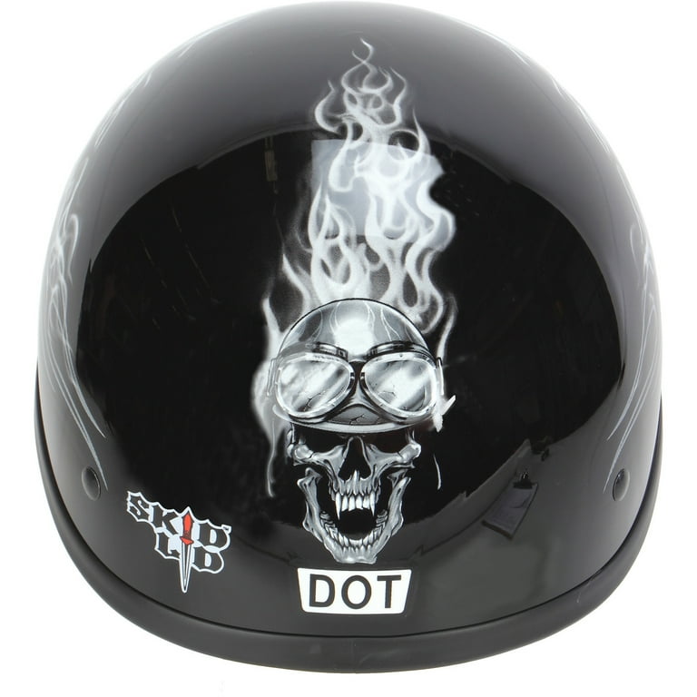 Skid Lid Lethal Threat Motorcycle Half Helmet Biker Skull XS