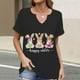 thumbnail image 2 of Corto para las Mujeres Casual Verano 2025 Pascua Impresión V-Cuello Camiseta, Ligero 95% Poliéster 5% Spandex Top para Toda la Temporada Hogar Y Diario, 2 of 7