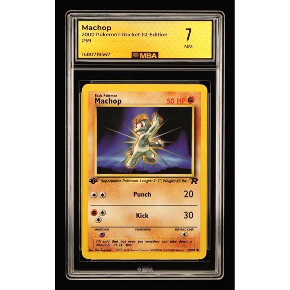 Collectible Graded 2000 Pokemon Rocket 1st Edition Machop #59 MBA 7 Cert 1680719567