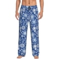 thumbnail image 2 of Lsque whiet Snowflake blue background Print Men's Pajama Pants, Lounge Pant - Comfortable Home Wear,Elastic Waistband, Stylish Design-Large, 2 of 9