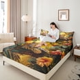 thumbnail image 4 of Feelyou Wildlife Cheetah Teens Bed Sheets, Tropic Palm Flower King Sheets, 4pcs, 4 of 7
