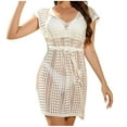 thumbnail image 1 of FAIWAD Robes de Plage Crochetées pour Femmes Manches Courtes Robe de Couverture Maillot de Bain Ajourée à Lacets Robe Boho, 1 of 6
