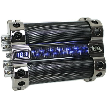 Boss Audio CAP18 18-Farad Capacitor with Digital Voltage Meter, Black