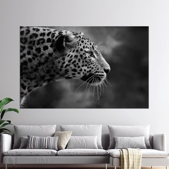 Grand Art en Toile Encadré avec un Léopard Sauvage 3D Idéal pour Loft Ou Décoration Murale de Cuisine