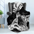 thumbnail image 4 of Halloween Soft Flannel Fleece Throw Blanket, Gothic Dead Skull Face Close up Sketch Evil Anatomy Skeleton Illustration, Cozy Plush for Indoor and Outdoor Use, 60" x 80", Black White, by Ambesonne, 4 of 5