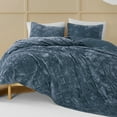thumbnail image 3 of Beaute Living Wonderful Diamond Velvet 3 Piece Quilt Set Rainstom Blue King, 3 of 5