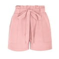 thumbnail image 4 of REALiKUN Women Casual Shorts Ruffle Bowknot Tie Waist Summer Shorts with Pockets, 4 of 8