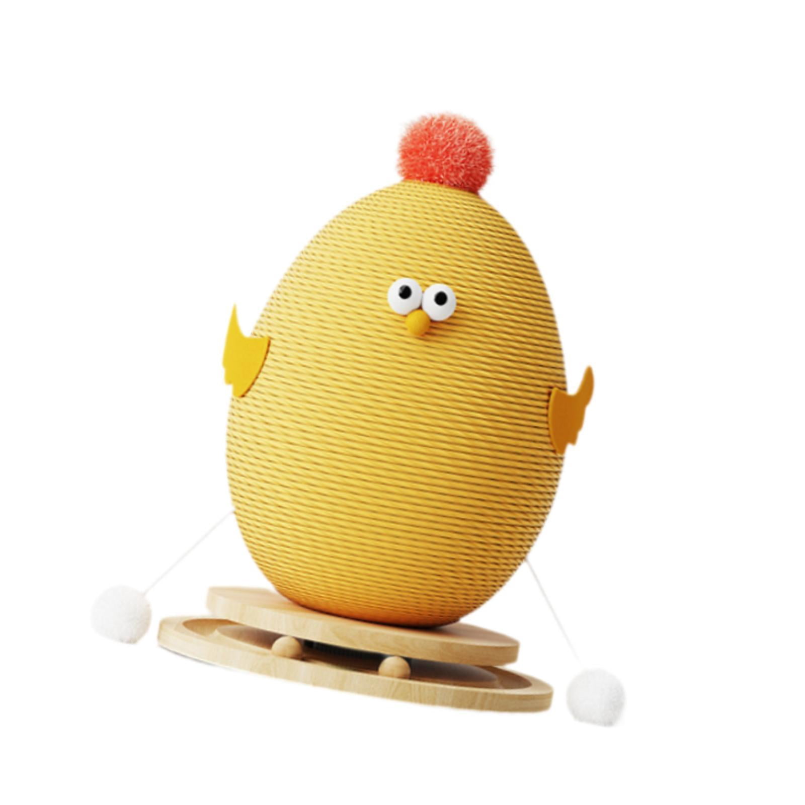 CarpNettore Cat Scratching Post Chick Cat Scratcher Toy Pet Furniture Interactive Ball Track yellow