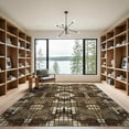 thumbnail image 2 of ODIKA 9'x12' Washable Area Rug Low Pile, Flatwoven, Print Vintage Mosaic Motif Brindle Patchwork Bold Cow Spotted Refined Structured for Great Room, Indoor Concept, Large Living, 2 of 7