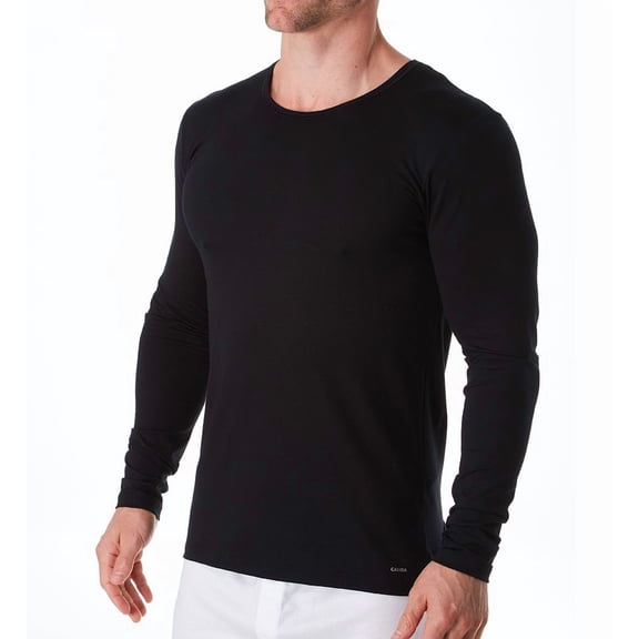Men's Calida 15890 Cotton Code Long Sleeve Shirt (Black S)