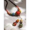 thumbnail image 4 of Vintage Bohemian Ethnic Colorful Ceramic Bead Long Y Necklace, Hippie Boho Summer Fashion Jewelry Gift for Women, 4 of 14