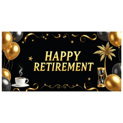 LUUFILx Retirement Backdrop Banner Blue Balloons Stars Decoration Party Supplies Celebration Background Happy Retirement New Journey Photography Props Decorations