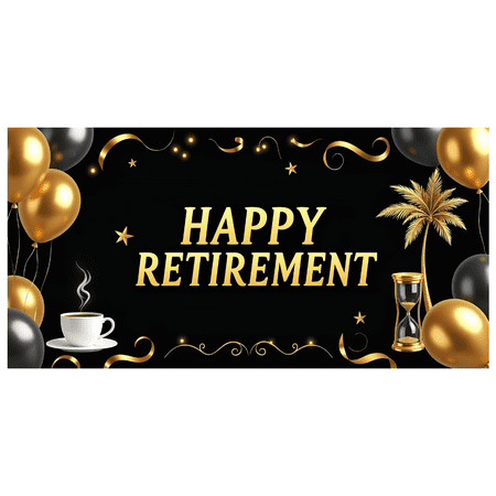 LUUFILx Retirement Backdrop Banner Blue Balloons Stars Decoration Party Supplies Celebration Background Happy Retirement New Journey Photography Props Decorations
