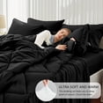 thumbnail image 2 of Set de cama SunStyle Home King, juego de edredón negro de 7 piezas, 2 of 7