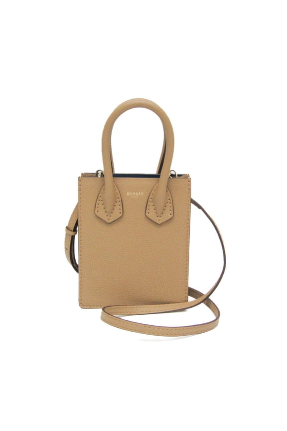 Pre-Owned Moreau SUITE_BB Women's Leather Handbag,Shoulder Bag Beige Brown (Good)