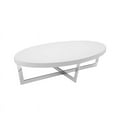 thumbnail image 3 of Pangea Home Oyster Gloss Lacquer & Polished Steel Metal Coffee Table in White, 3 of 5