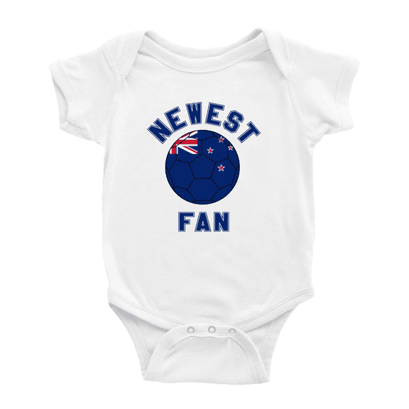 Newest New Zealand National Soccer Team Fan Cute Baby Rompers Newborn Clothes Outfits (White, 6-12 Months)