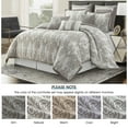 thumbnail image 3 of Lanco Smoke Grey Comforter Set California King Size, 9 Piece Jacquard Floral Bedding Set, All Season, Ultra-Soft, Matching Pillows & Shams, Bed Skirt, 3 of 7
