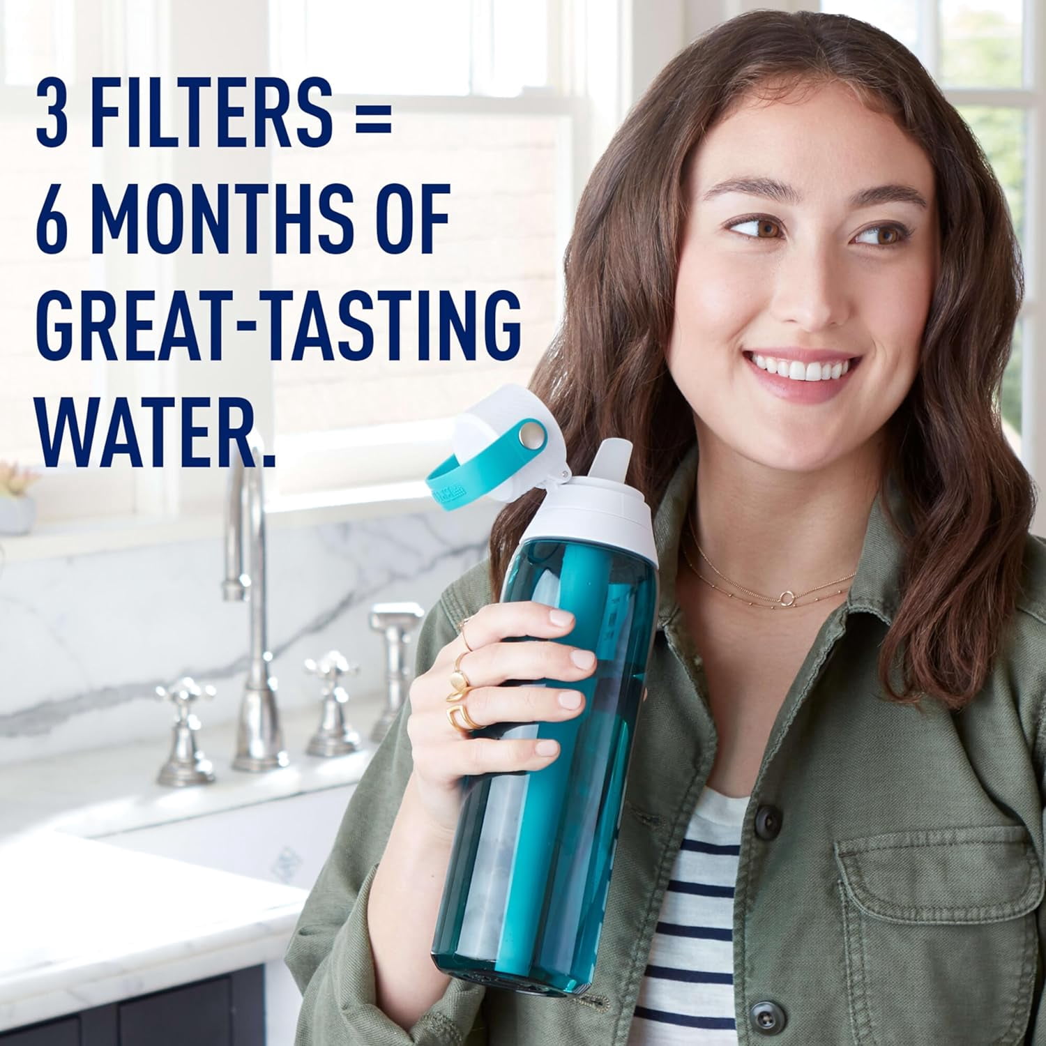 Water Bottle Replacement Filters, BPA-Free, Replaces 1,800 Plastic Water Bottles a Year, Lasts Two Months or 40 Gallons, Includes 6 Filters