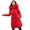 Red L, variant on Winter Women Jacket Furry Hood Long Sleeves Pockets Knee Length Plus Size Zipper And Button Closure Thick Plush Lining Cotton Coat Mid Length Windproof Warm Coat