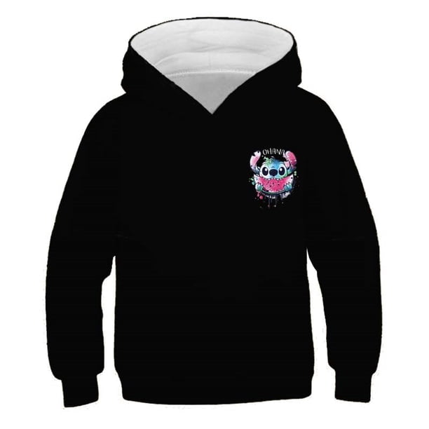 2022 nuevas sudaderas con capucha de punto para niñas, sudadera de manga larga para otoño e invierno, jerséis Harajuku, serie de Disney Stich, Tops informales con capucha de 140cm Gao Jinjia LED