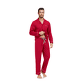 thumbnail image 3 of ANLIQI Men's 100% Cotton Pajamas Set Button Down Pajamas for Men Long Sleeve 2 Piece Sleepwear Lounge Sets with Pockets(Cherry XL), 3 of 8