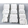thumbnail image 6 of Diska Nulife 8" x 8" 3 Compartment Eco-Friendly Sugarcane Bagasse Clamshell Take-Out Containers, 25 PCS, 6 of 8