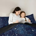 thumbnail image 5 of Manfei Vast Starry Sky Queen Comforter Set,Moon Print Bedding Sets,Dreamy Blue Bedding Comforter Set,Super Cozy Room Decor Reversible,3-Piece, 5 of 8