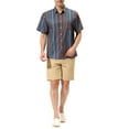 thumbnail image 2 of INSPIRE CHIC Men's Summer Hawaiian Short Sleeves Button Down Striped Shirts S Navy Blue, 2 of 6