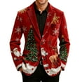 thumbnail image 2 of Men's Holiday Party Blazer Corduroy Jacket 3 Button Slim Fit Christmas Tree Print Holiday Party Ugly Suit Jacket Mint Green L, 2 of 8