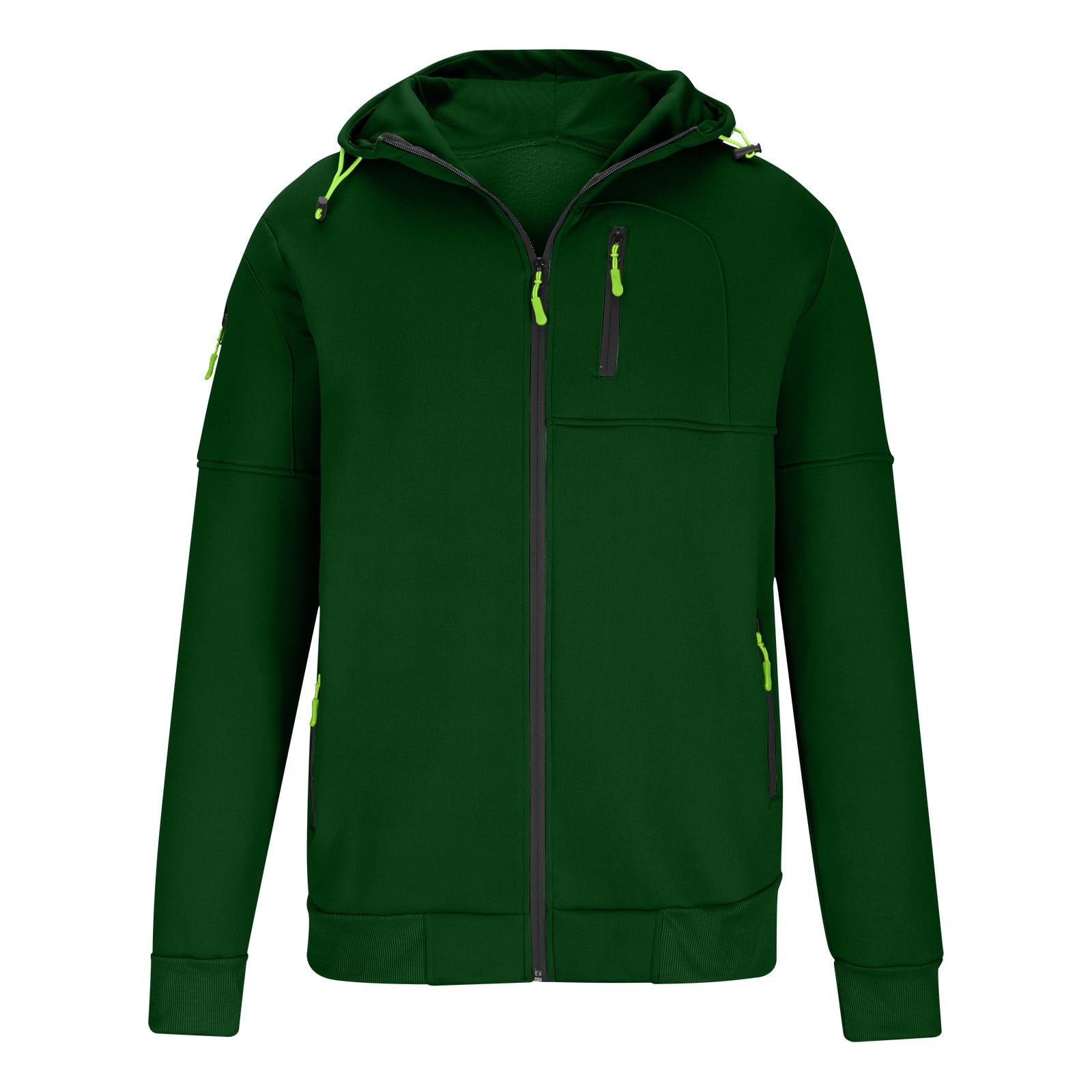IYTR Men's Full Zip Up Hoodie Jacket with Zipper Pockets Sweatshirt Long Sleeve Hooded Coat Outwear Green XL