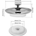 thumbnail image 2 of Tapón de desagüe para fregadero de 44 mm, de acero inoxidable, fácil de agarrar para baño, cocina y fregadero (paquete de 1), 2 of 5