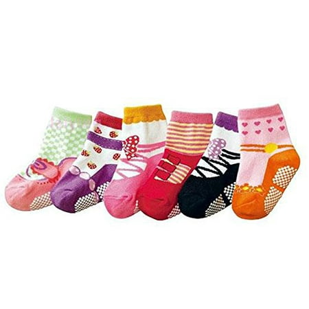 Prince Baby Socks - StylesILove Cute Mixed-print Baby Girl Non Slip Socks 6 Pairs (1-3 Years)