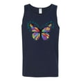 thumbnail image 2 of Wild Bobby, Colorful Butterfly Oh Butterfly On Whispering Wings Animal Lover Mens Graphic Tank Top, Navy, Medium, 2 of 3