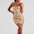 thumbnail image 4 of Vestido estampado sin espalda para mujer, elegante, brillante, ajustado, vestido de fiesta y club Ygjytge Oro T M para Mujer, 4 of 6
