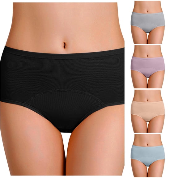 Women Underwear Pure Menstrual Side Leakage Panties, XXXXL, Black