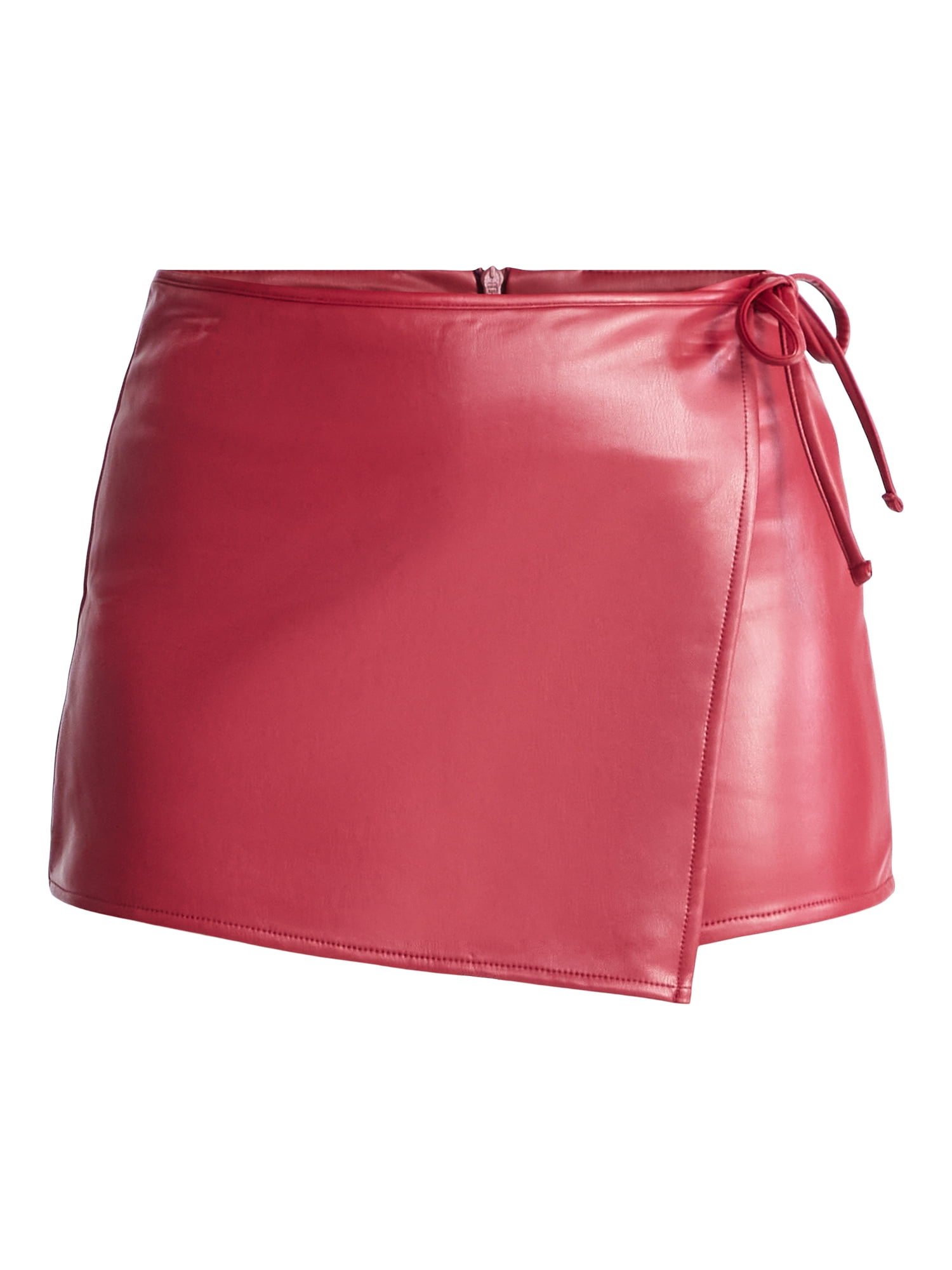 Madden NYC Women's Faux Leather Wrap Skort